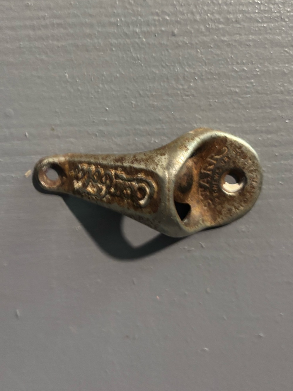 Vintage-Style Wall-Mount Bottle Opener in Aged Silver-Brown